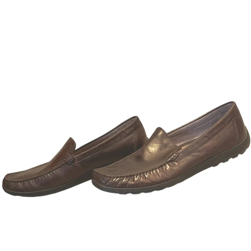 Ecco Mens Classic Driving Moc‎ Toe Loafers Brown Leather Size 45 EU - 10 US EUC